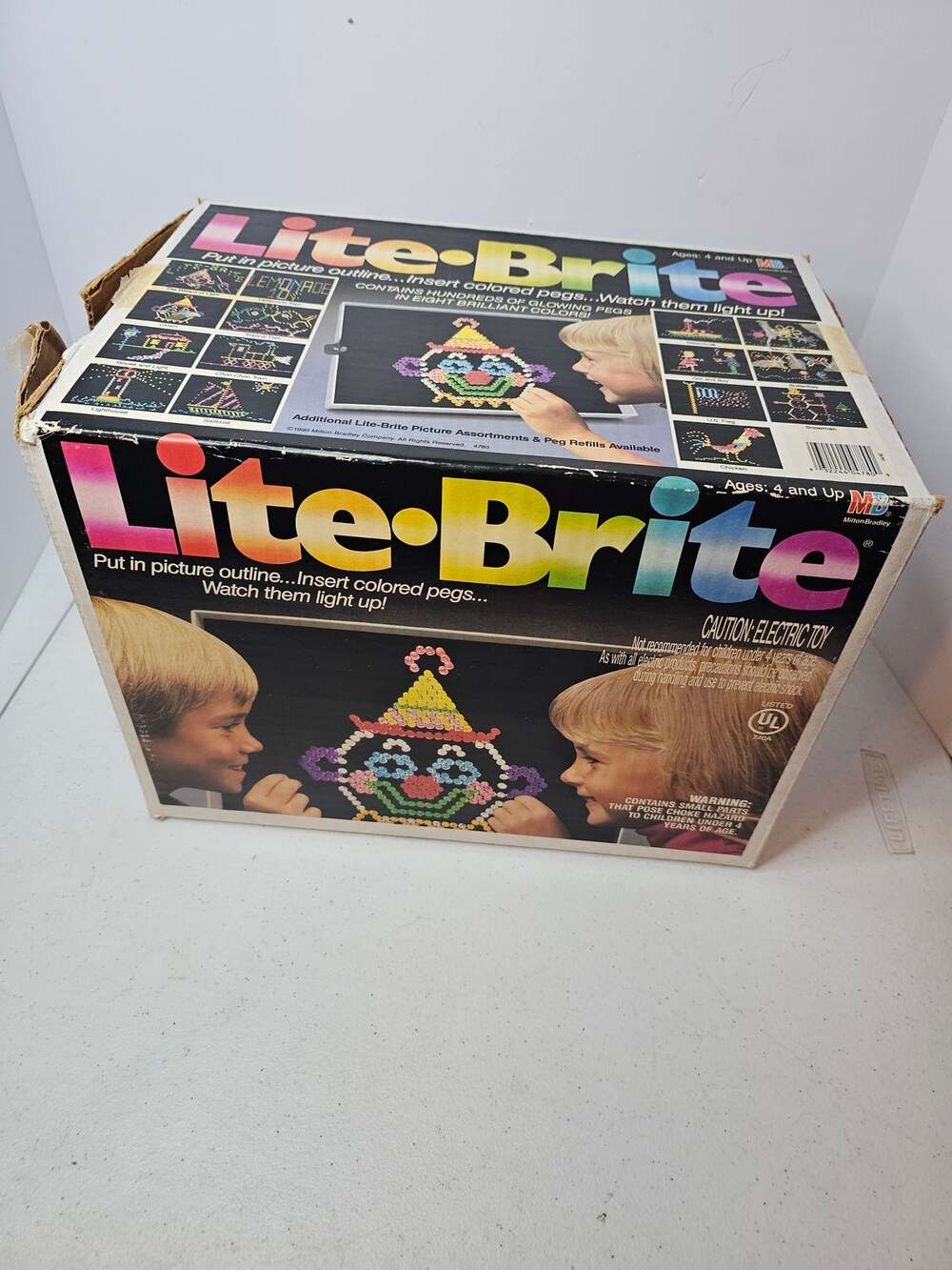 Vintage 1990 Milton Bradley Lite-Brite Toy Box Pegs Refills Tested Works